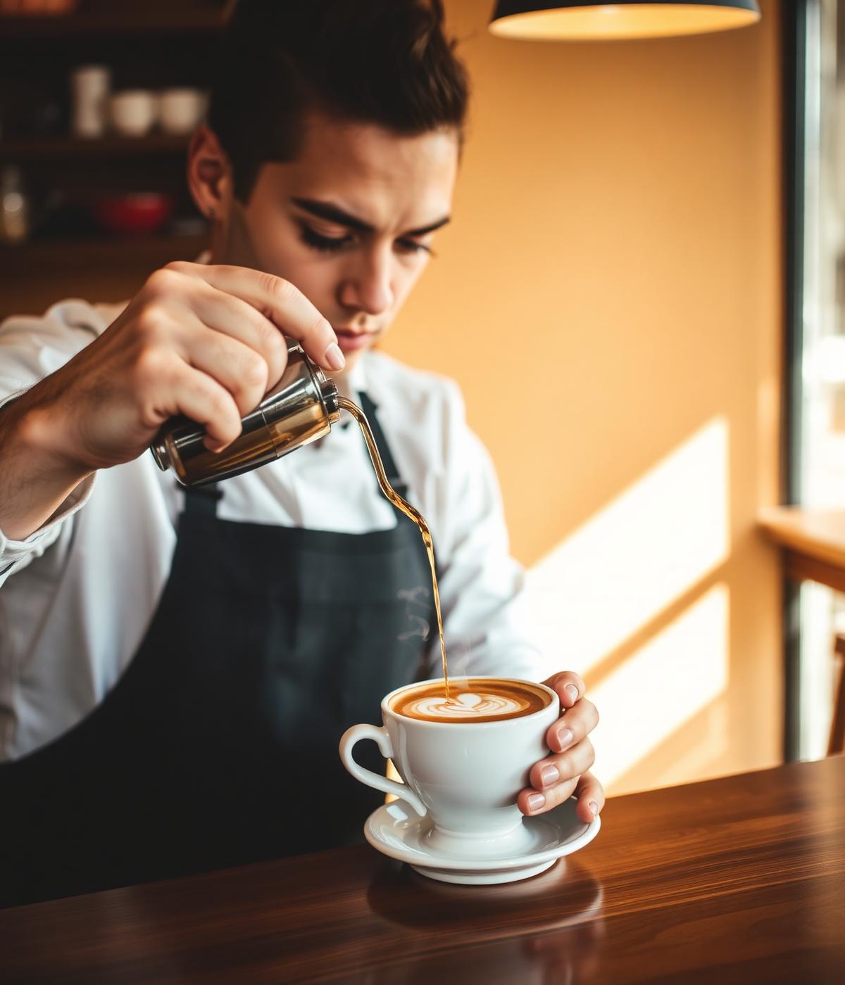Barista pouring latte art